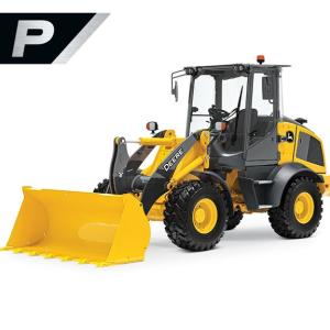 324 P-Tier compact wheel loader on white background