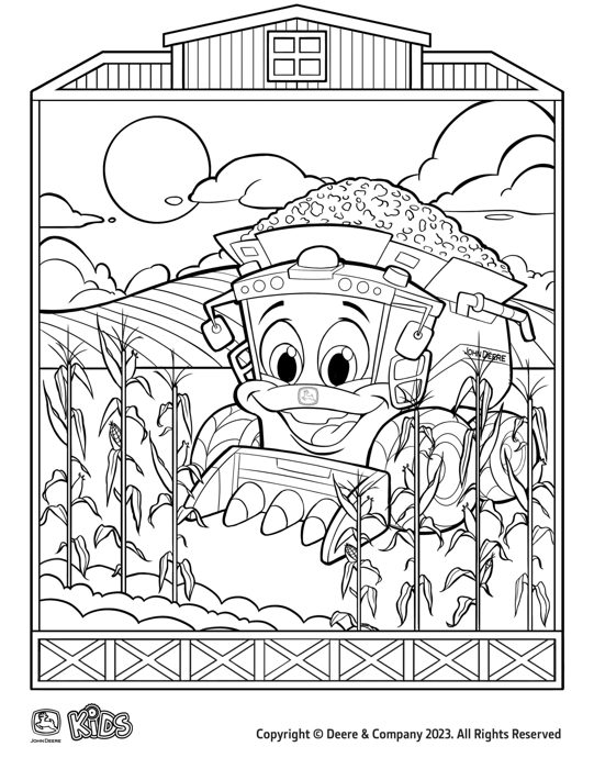 Combine Corn Harvest printable from John Deere