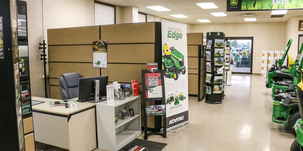 Koenig Equipment sales desk in Oxford, Ohio with Performance Edge display