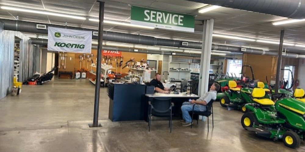 Customer checking in at the Koenig Equipment service desk